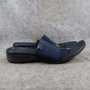 Anne Klein Shoes Womens 9.5 Dress Sandals Slip On Flip Flop Elastic Strap Blue